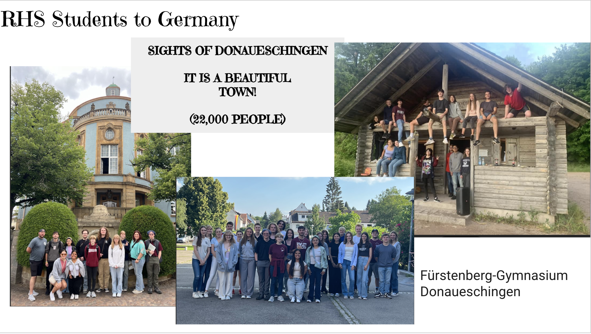 Photo collage off students at German locations