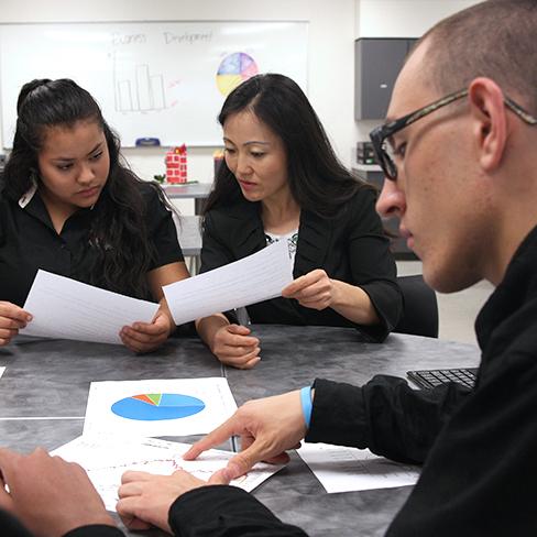 le	Students working with pie graphs in the GBL magnet