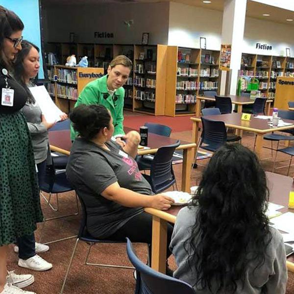 Carver principal meeting with staff