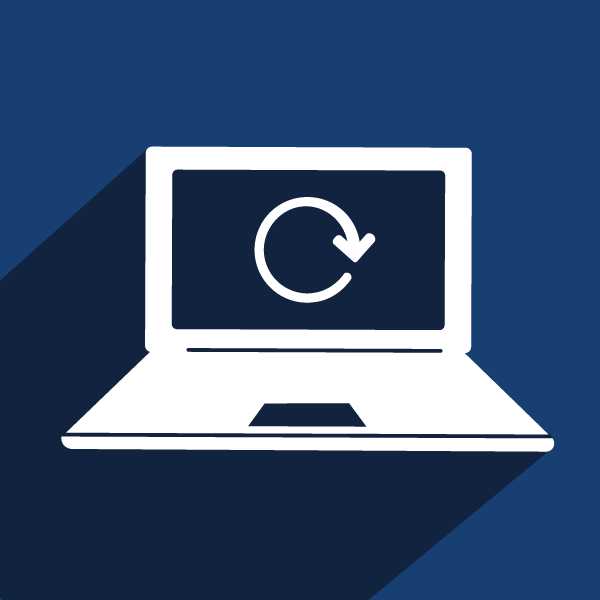 An icon representing Prop C with a laptop resembling a Chromebook and a refresh symbol.