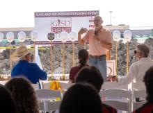 Dr. Lopez speaking at Garland groundbreaking