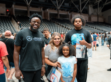 Family group at arena event