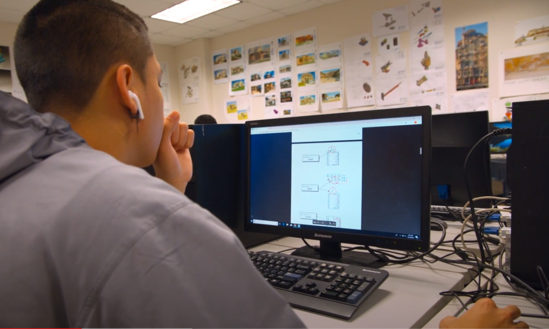 Student working on computer