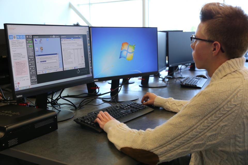 A student working on a computer