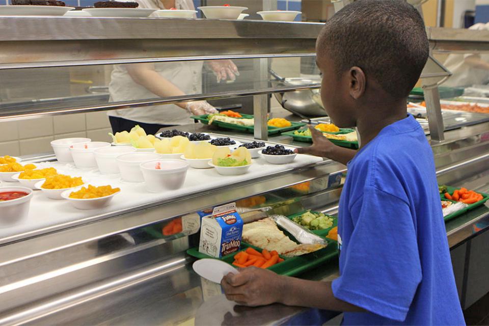 boy in cafeteria