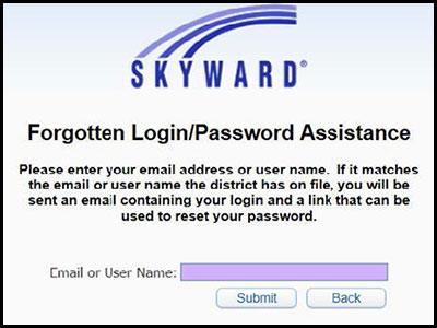 screen shot of forgot password assistance