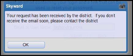 screen shot indicating request received by district