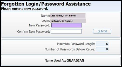 screen shot how to reset password