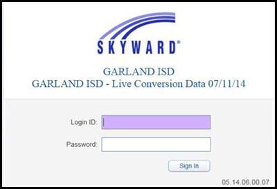 Skyward login screen