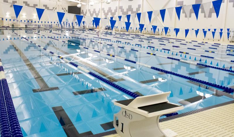 View of swimming lanes in the GISD Natatorium