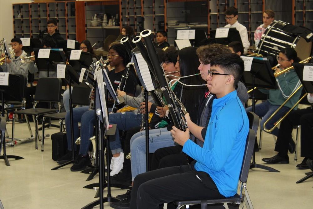 Austin middle school band practicing