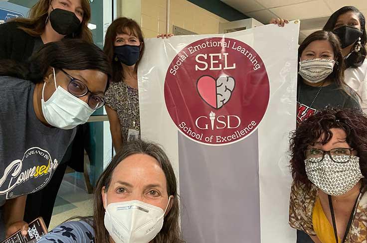 GISD Counselors with SEL (Social Emotional Learning) sign
