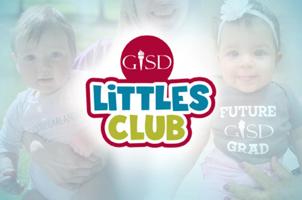 The GISD Littles Club logo with pictures of two babies wearing GISD shirts