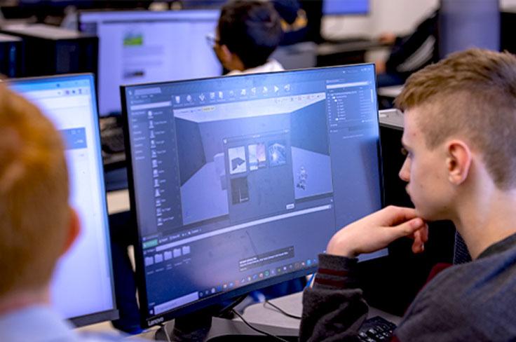 A student working in the Unreal Engine