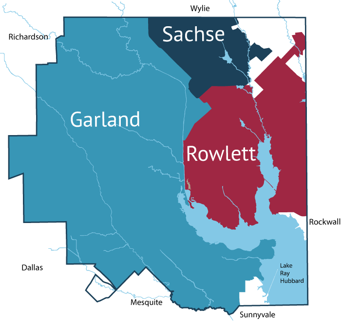 Garland ISD map of Garland, Sachse and Rowlett