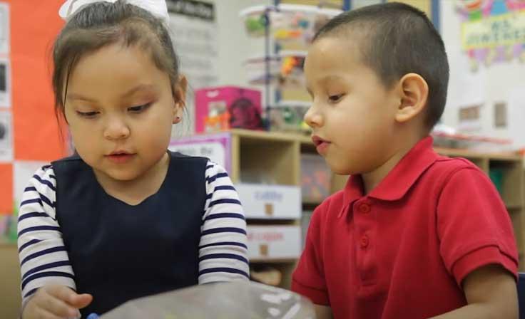 Two students working together