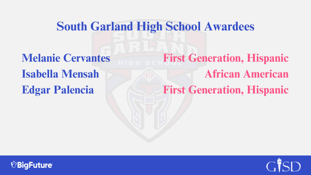 South Garland High School Awardees