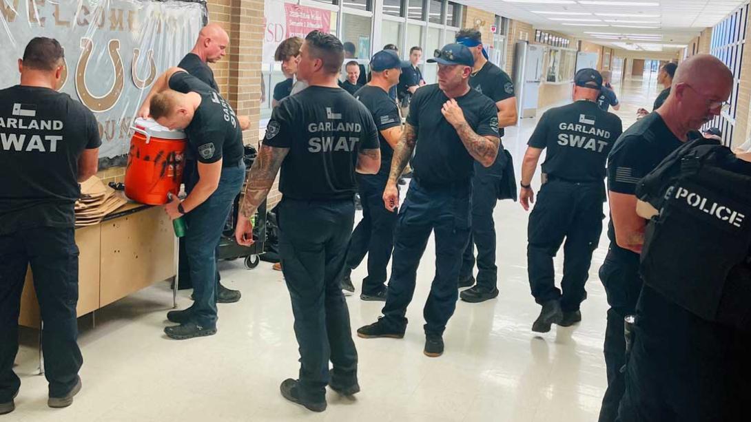 GISD SWAT Team members conducting training at campus