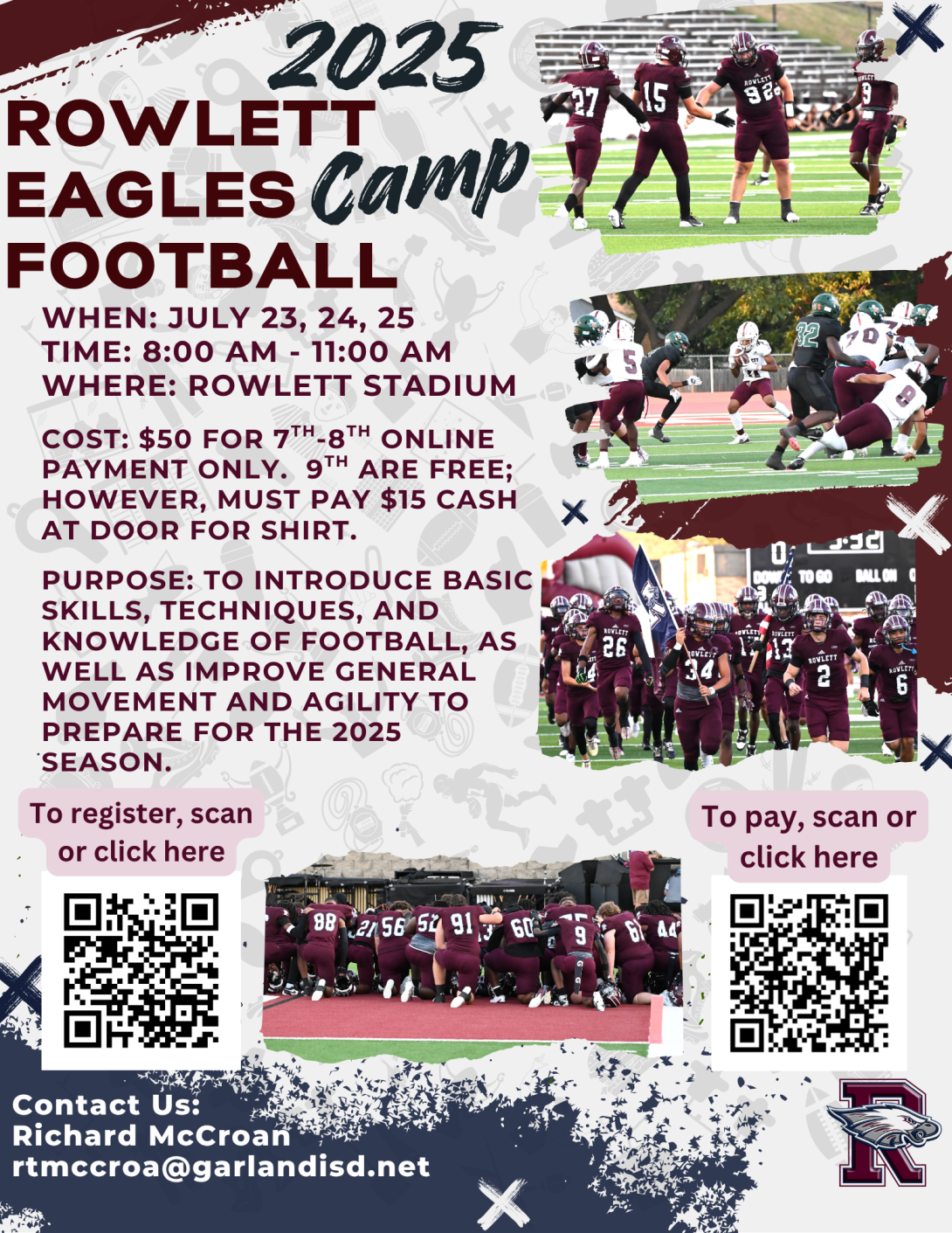 Rowlett High School Football Camp Flyer