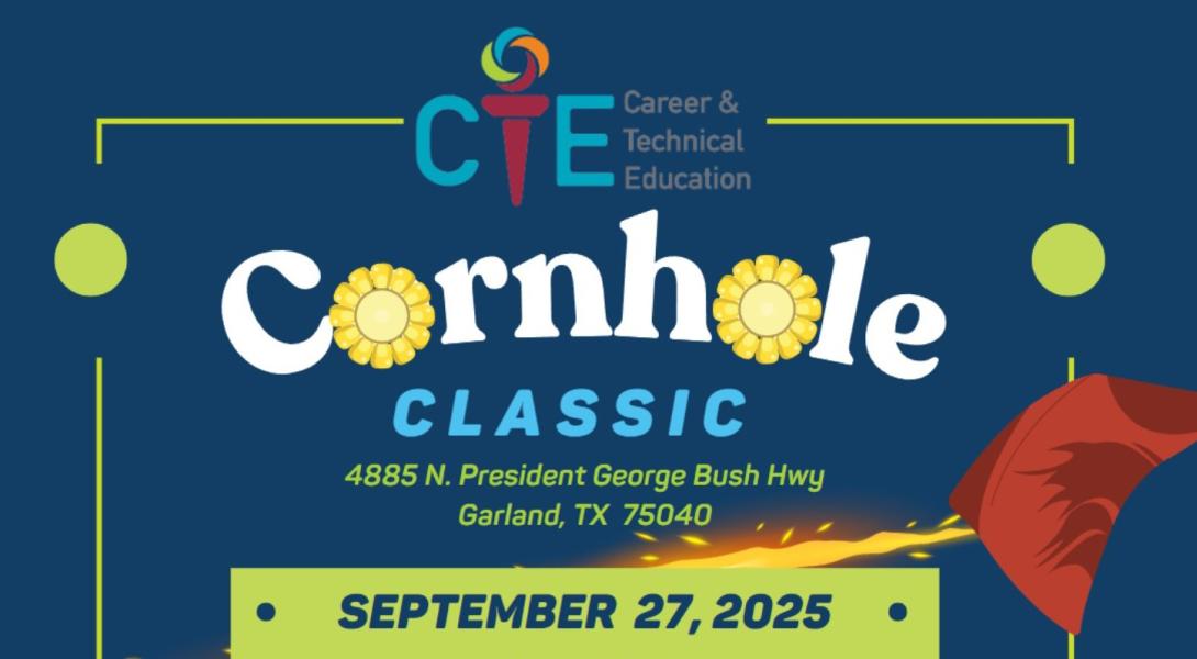 Flyer advertising the Cornhole Classic featuring a bean bag and the CTE logo.