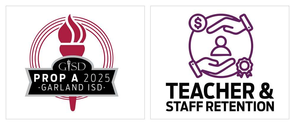 GISD Prop A logo with hands above and below a student icon representing teachers and staff retention
