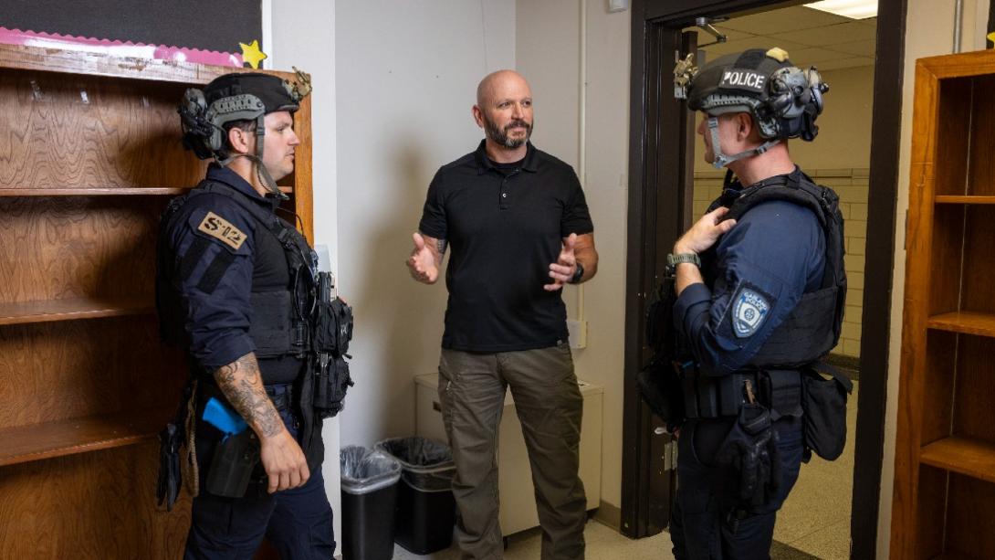 Officers getting direction from instructor